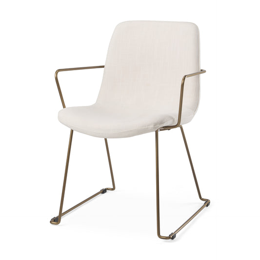 Sawyer Dining Chair Cream Fabric | Gold Metal (Armchair) - dining-chairs