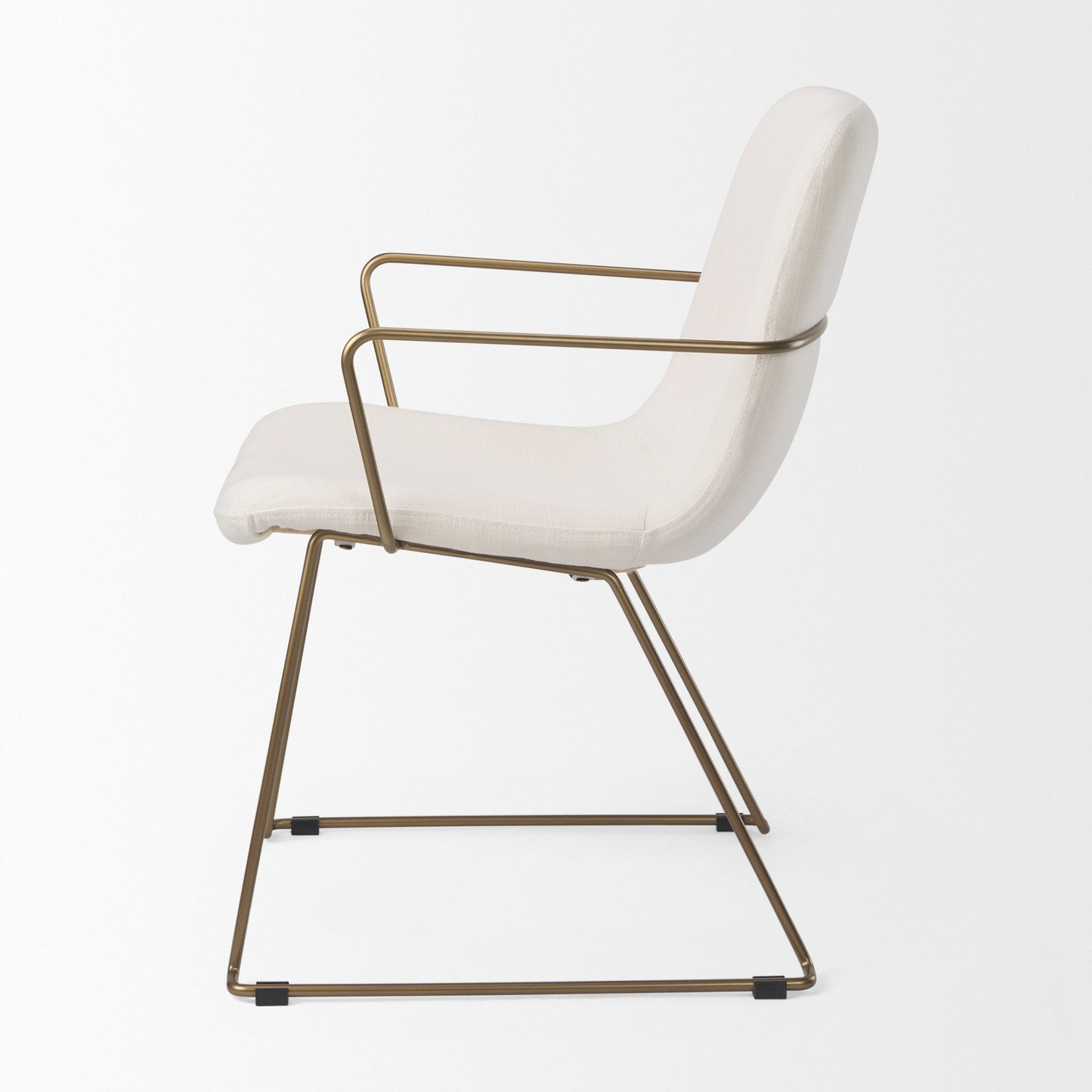 Sawyer Cream Fabric Wrap Gold Metal Frame Dining Chair