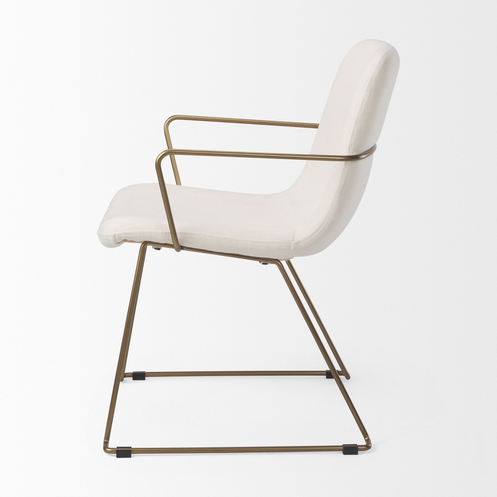 Sawyer Cream Fabric Wrap Gold Metal Frame Dining Chair