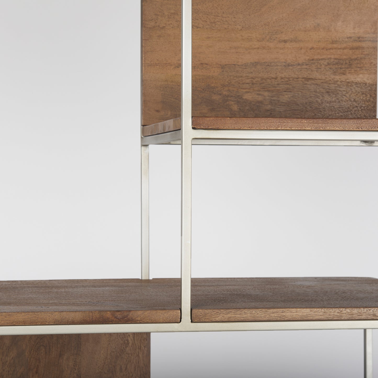 Morris III 47.25 X 15 X 75.5  Brown Wood and Silver Metal Frame 6 Shelf Shelving Unit
