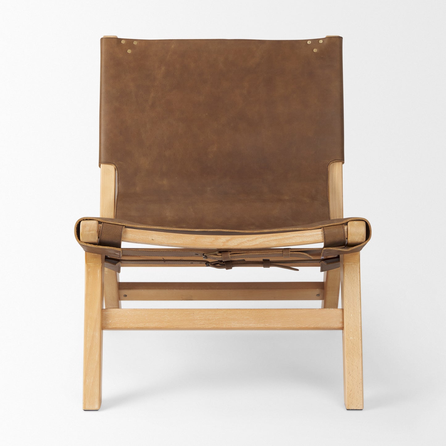 Elodie Accent Chair Brown Leather | Natural Wood - accent-chairs