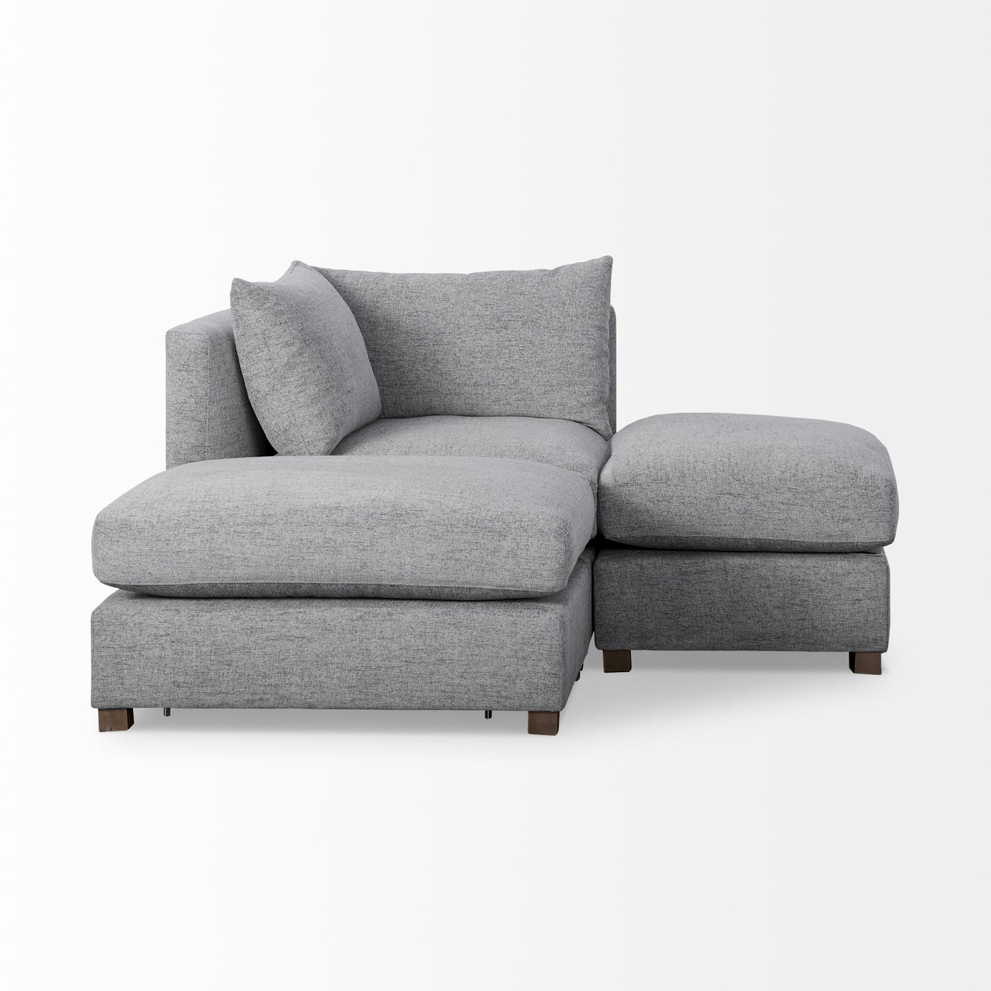 Valence 3 Piece (W/ 2 x Ottoman) Castlerock Gray Modular Sofa Set