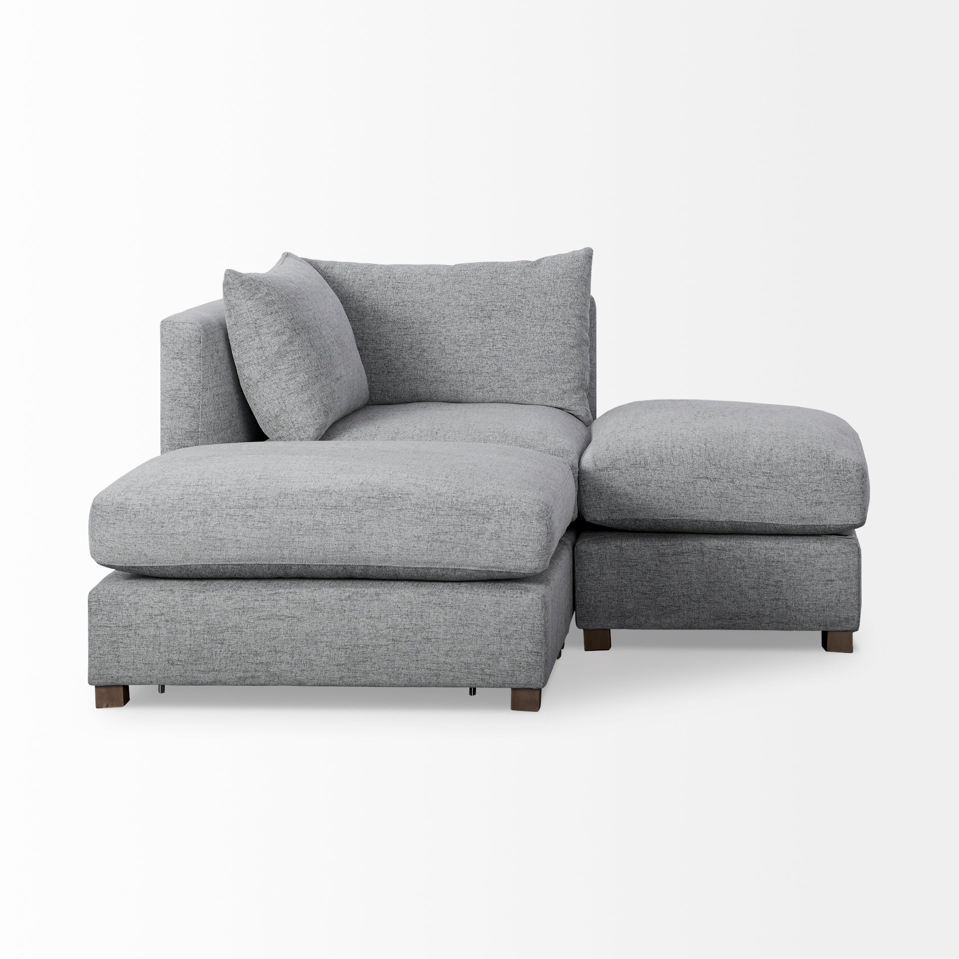 Valence 3 Piece (W/ 2 x Ottoman) Castlerock Gray Modular Sofa Set
