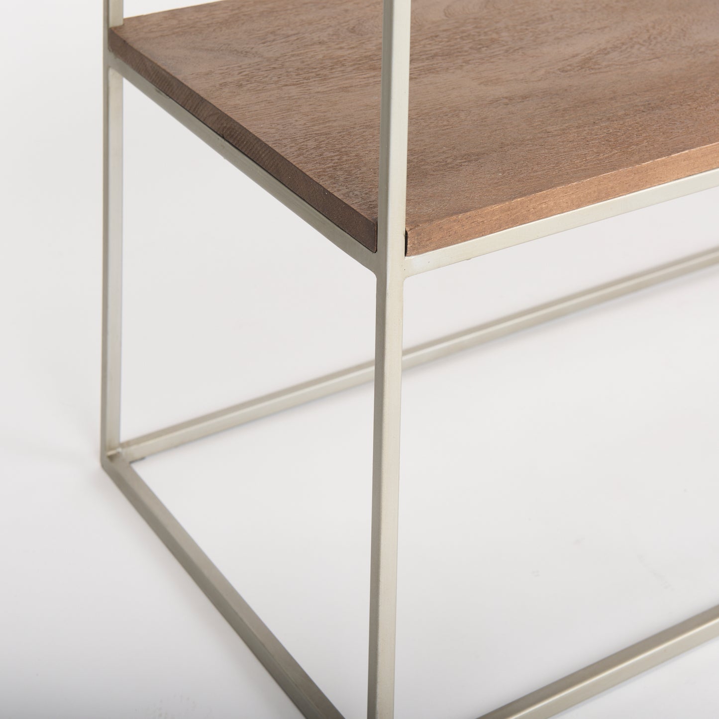 Morris I 63L x 15W x 31H Brown Wood w/ Silver Metal Frame 2 Drawer Console Table
