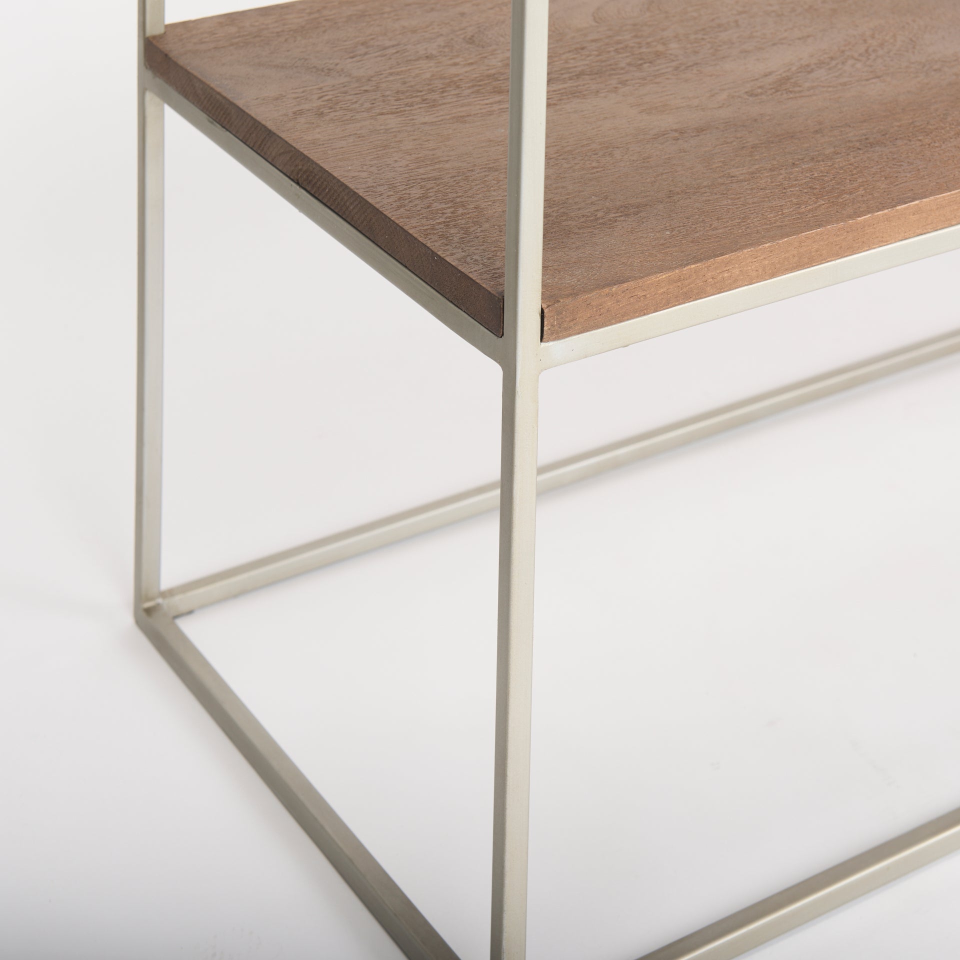 Morris I 63L x 15W x 31H Brown Wood w/ Silver Metal Frame 2 Drawer Console Table