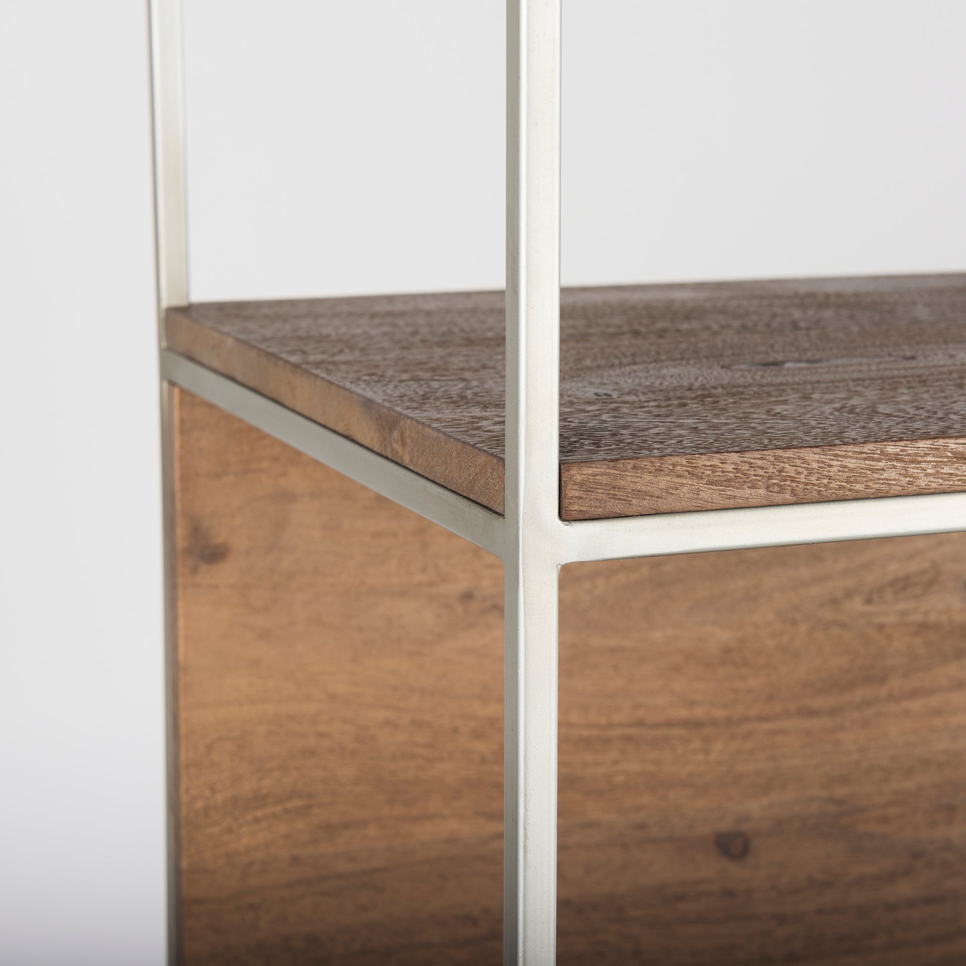Morris 4 Tier Shelving Unit Brown Wood | Silver Metal - shelving