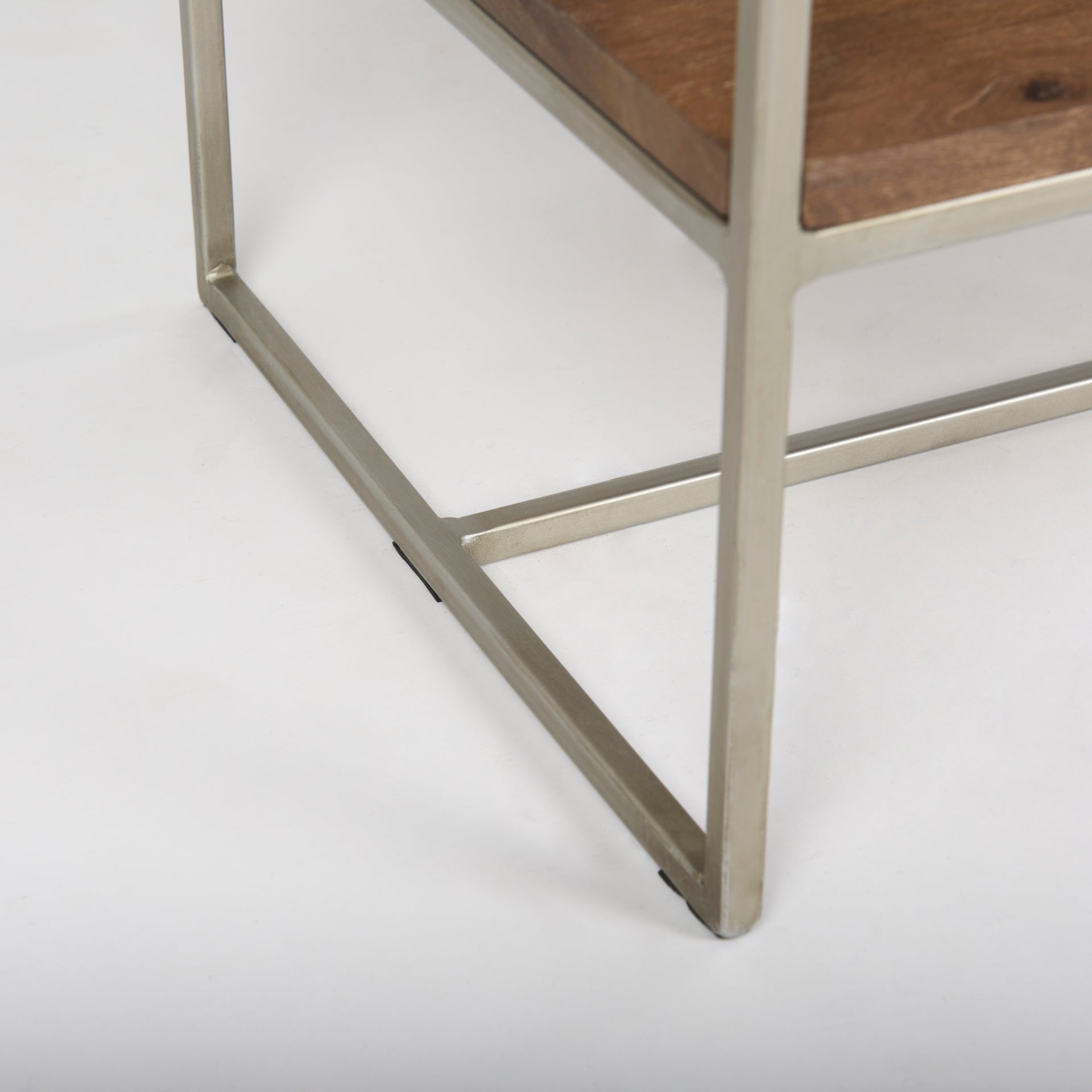 Morris 4 Tier Shelving Unit Brown Wood | Silver Metal - shelving