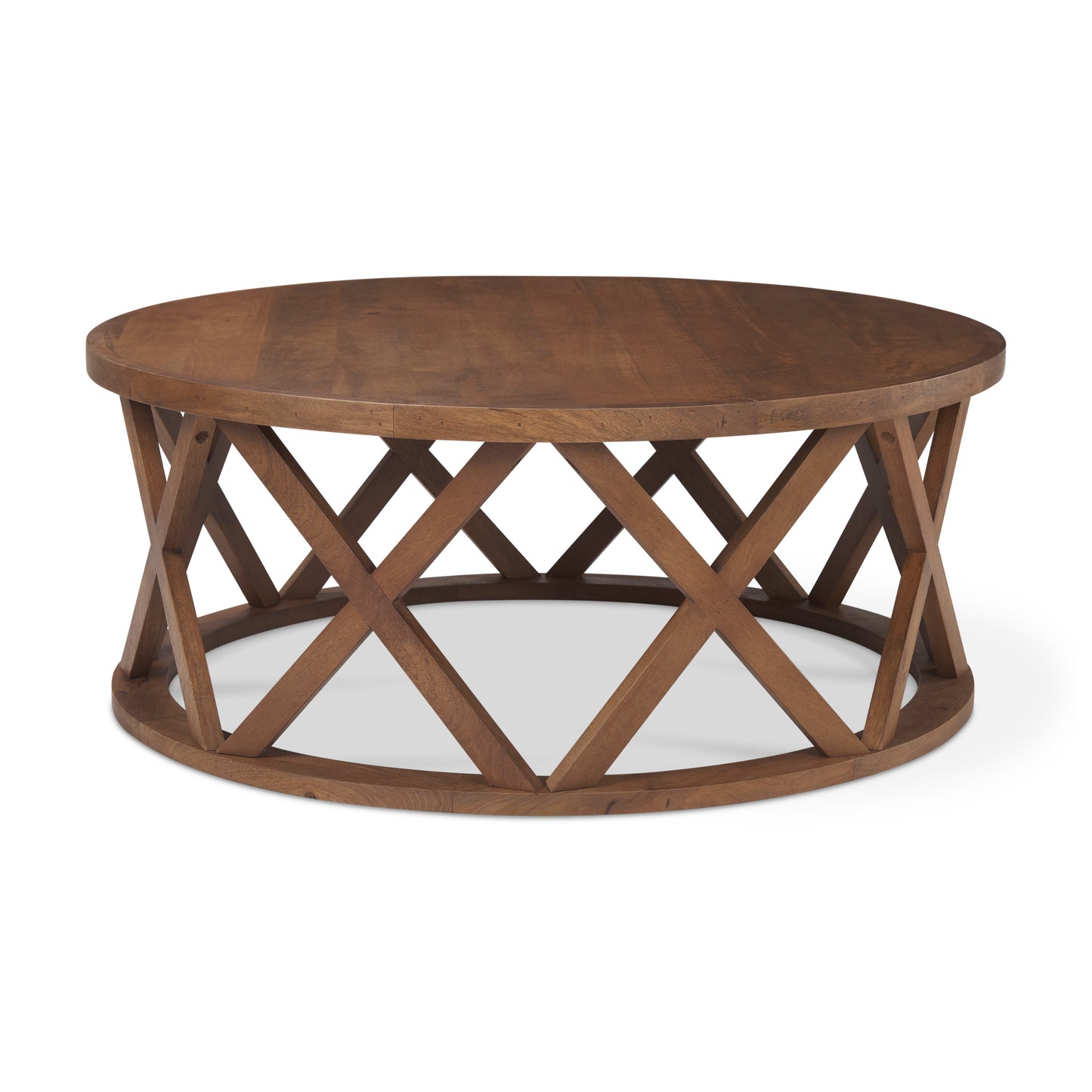 Forsey  28.0L x 45.3W x 18.0H Medium Brown Round Solid Wood Coffee Table