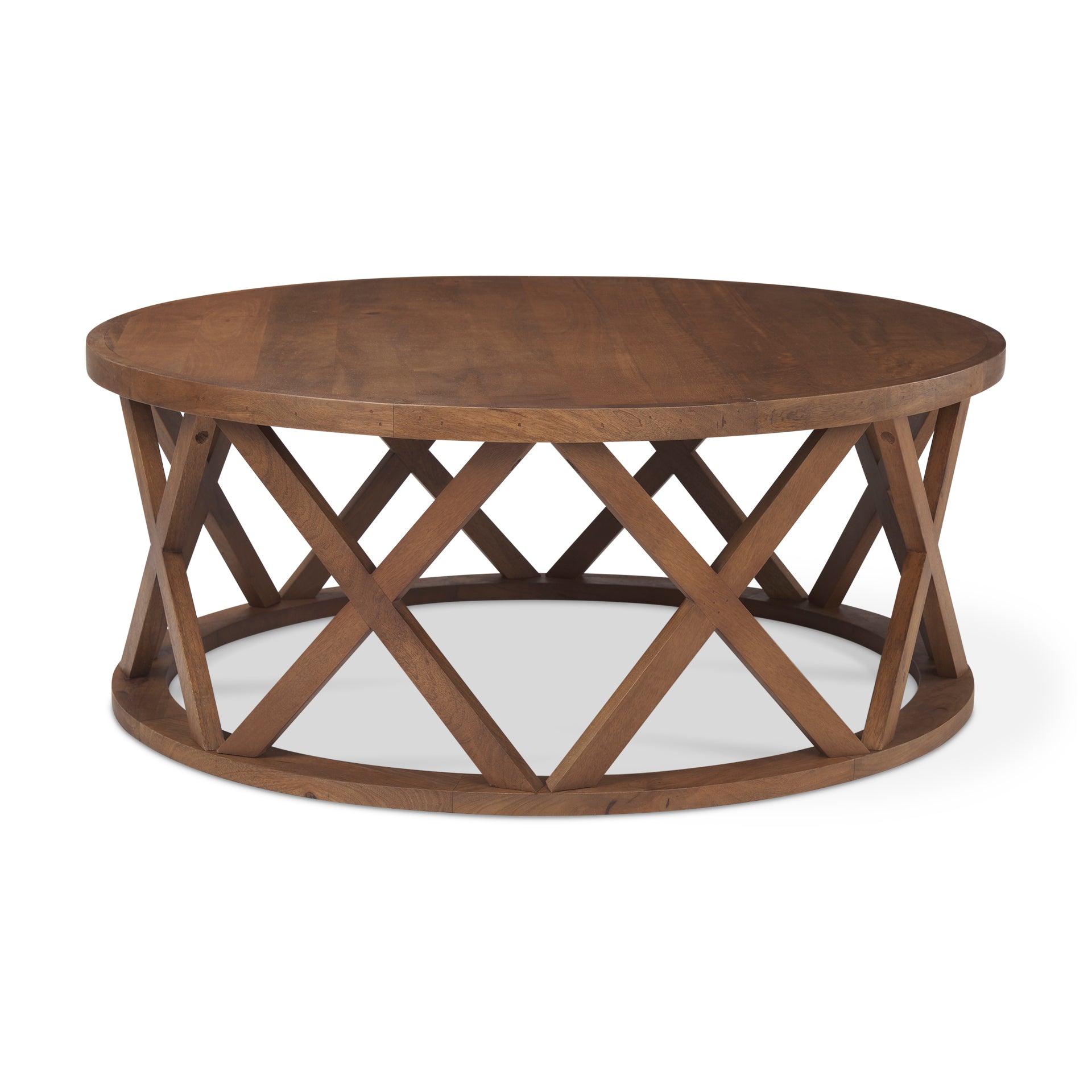 Forsey  28.0L x 45.3W x 18.0H Medium Brown Round Solid Wood Coffee Table