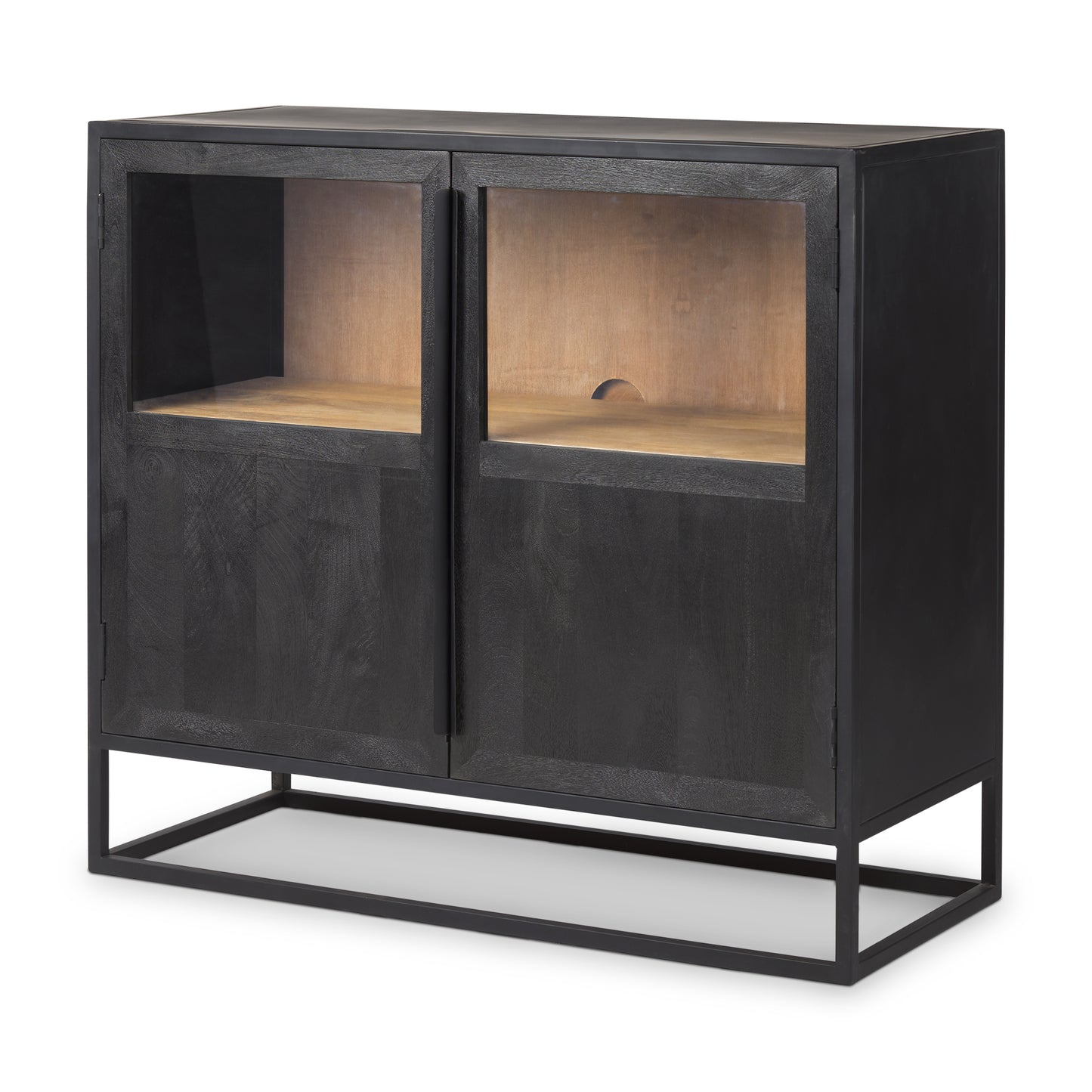 Sloan 40.0W Black Wood W/Black Metal Frame Accent Cabinet