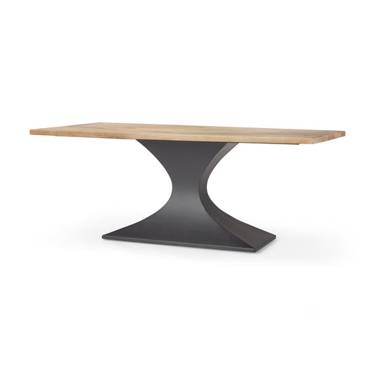 Maxton Dining Table Light Brown Wood | Dark Gunmetal