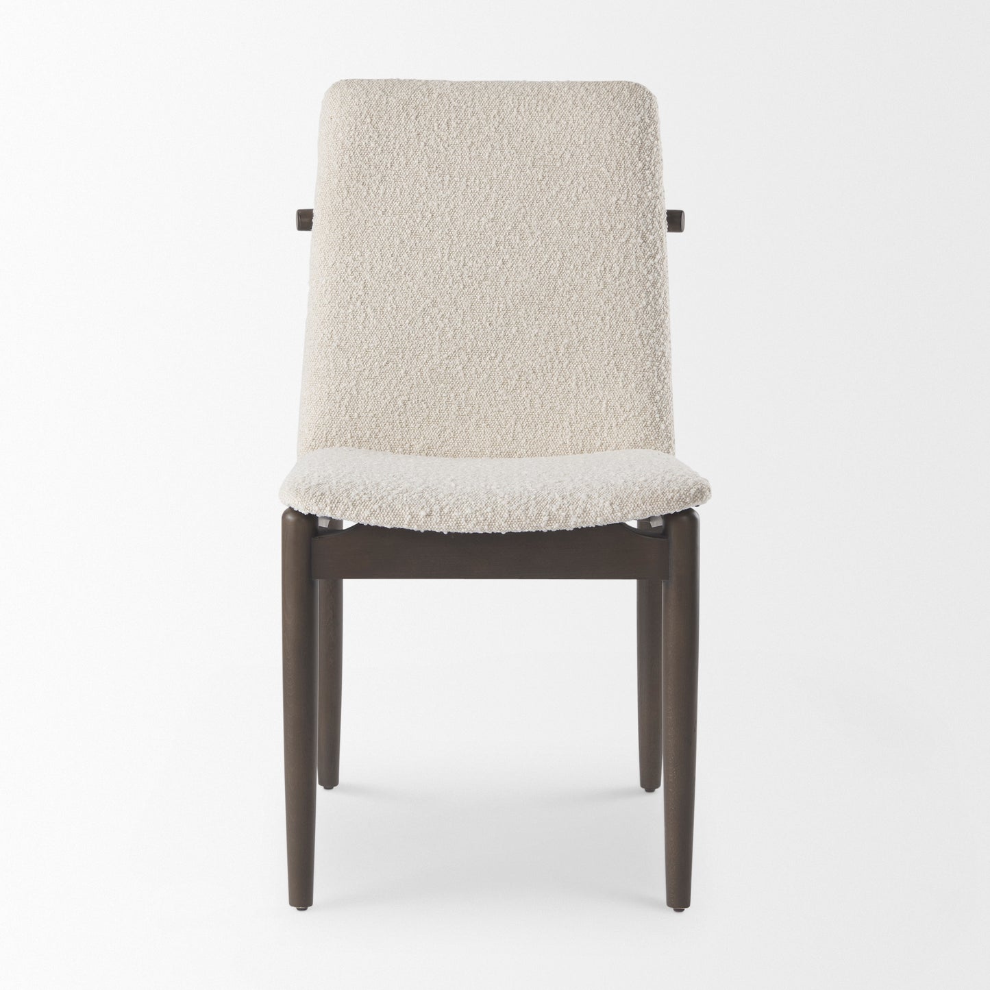 Cavett Cream Boucle Upholstered Seat W/Dark Brown Wood Frame Dining Chair