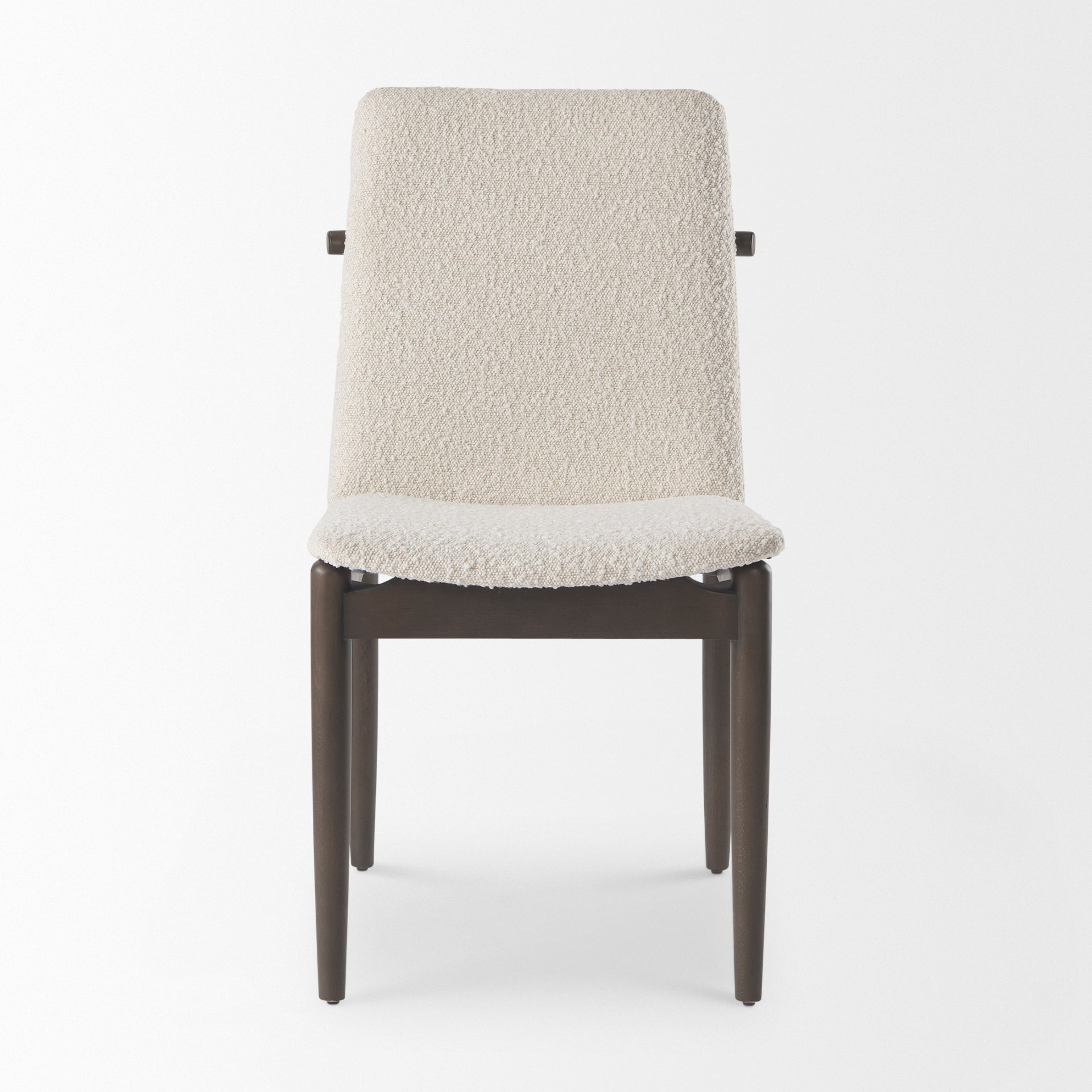 Cavett Cream Boucle Upholstered Seat W/Dark Brown Wood Frame Dining Chair