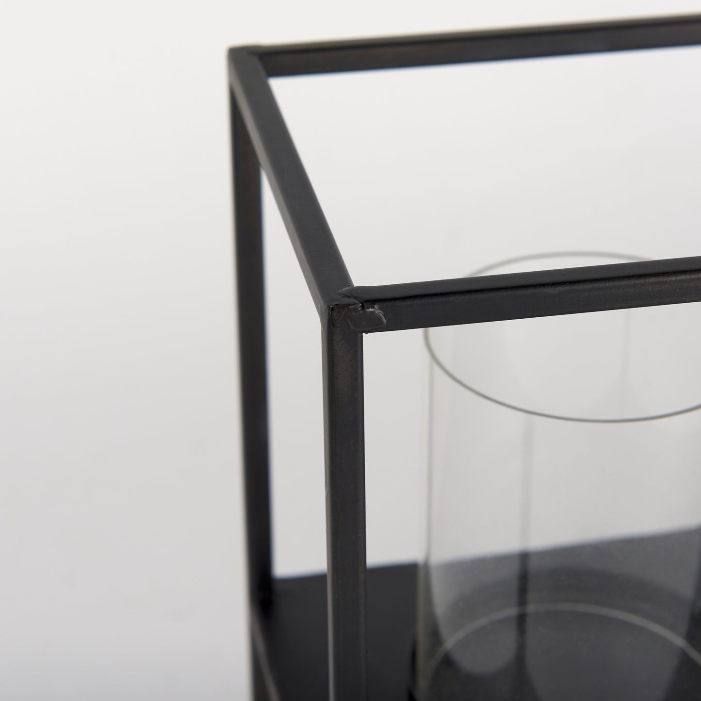 Cindy 5 Candle Matte Black Metal Hurricane Glass Tabletop Candle Holder