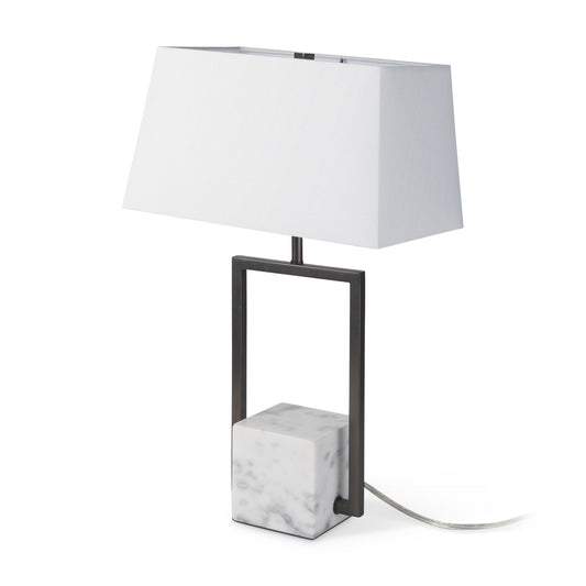 Peyton Lamp Black Metal | White Shade - table-lamps