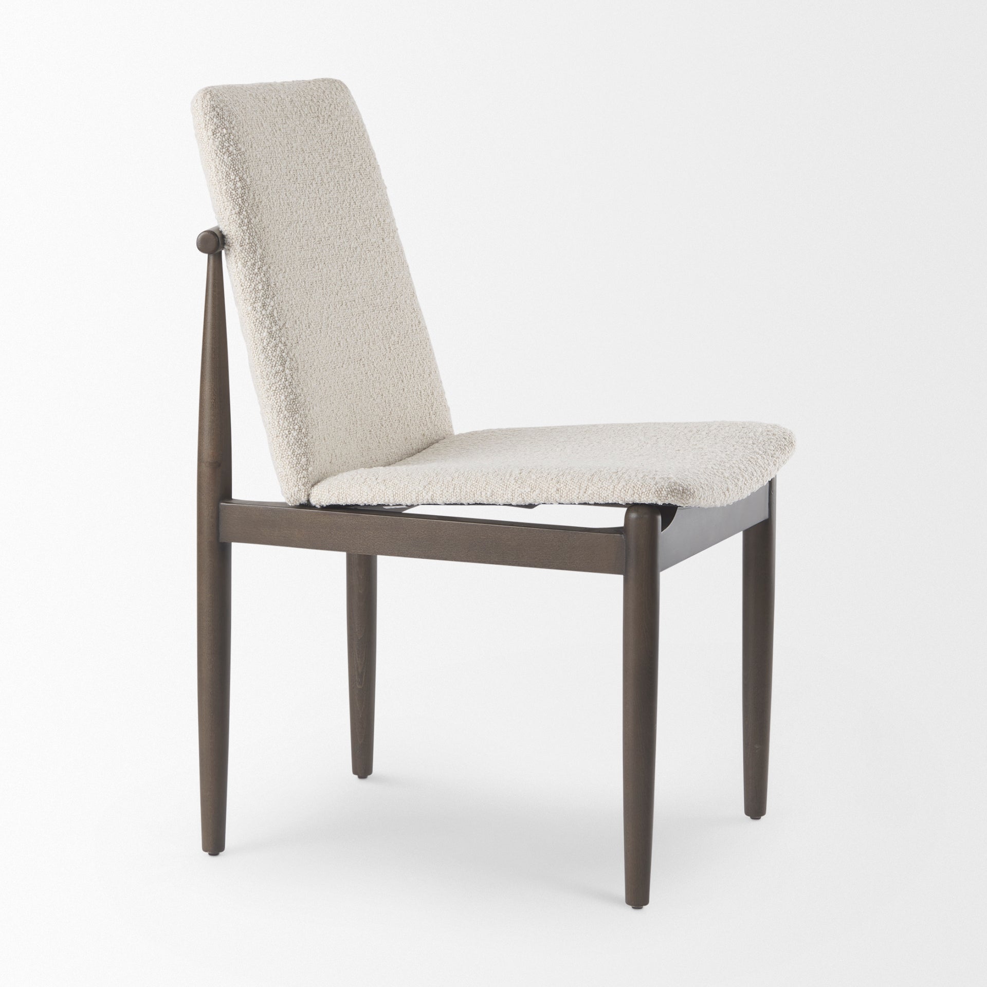 Cavett Cream Boucle Upholstered Seat W/Dark Brown Wood Frame Dining Chair