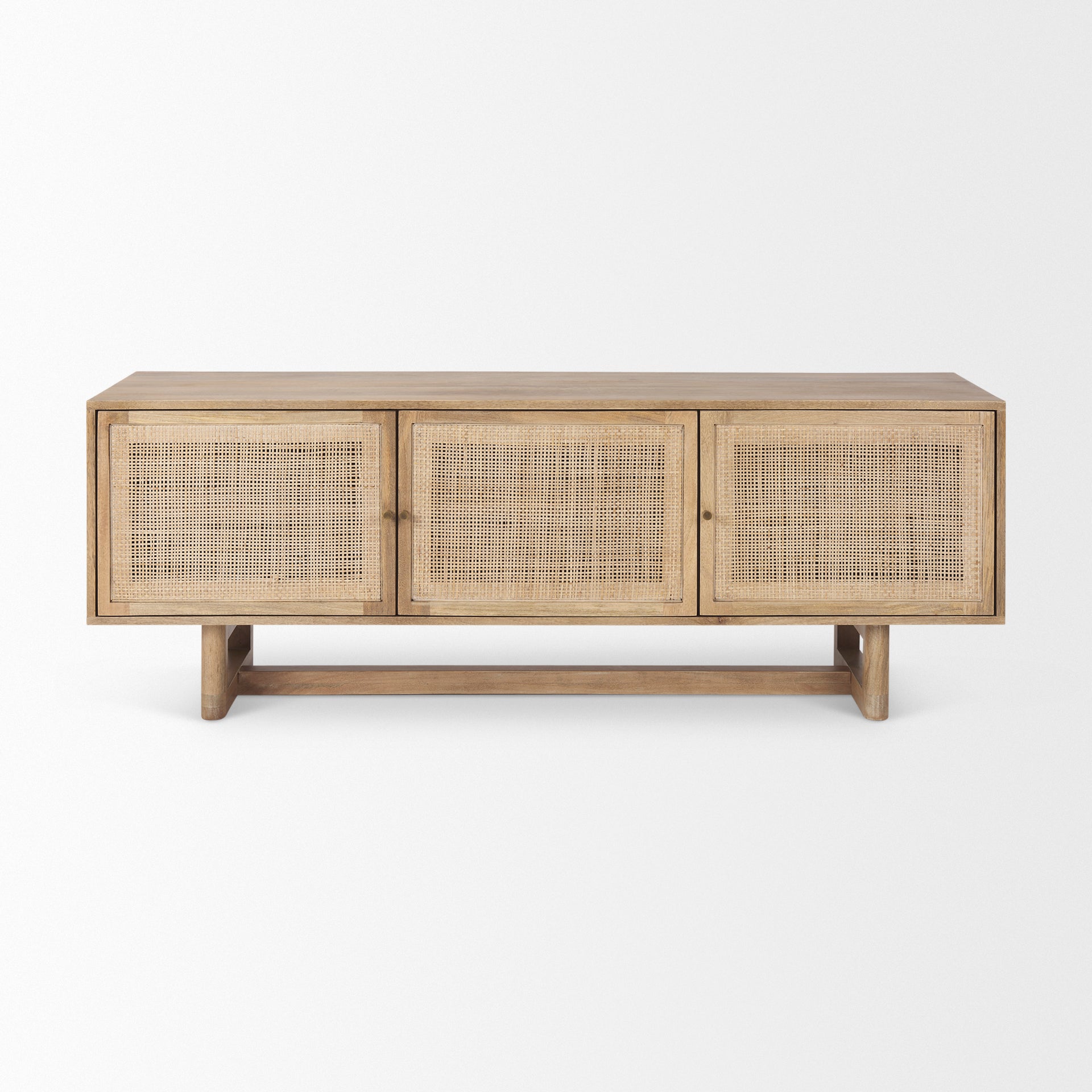 Grier Media Console Light Brown Wood | Cane Accent - media-console