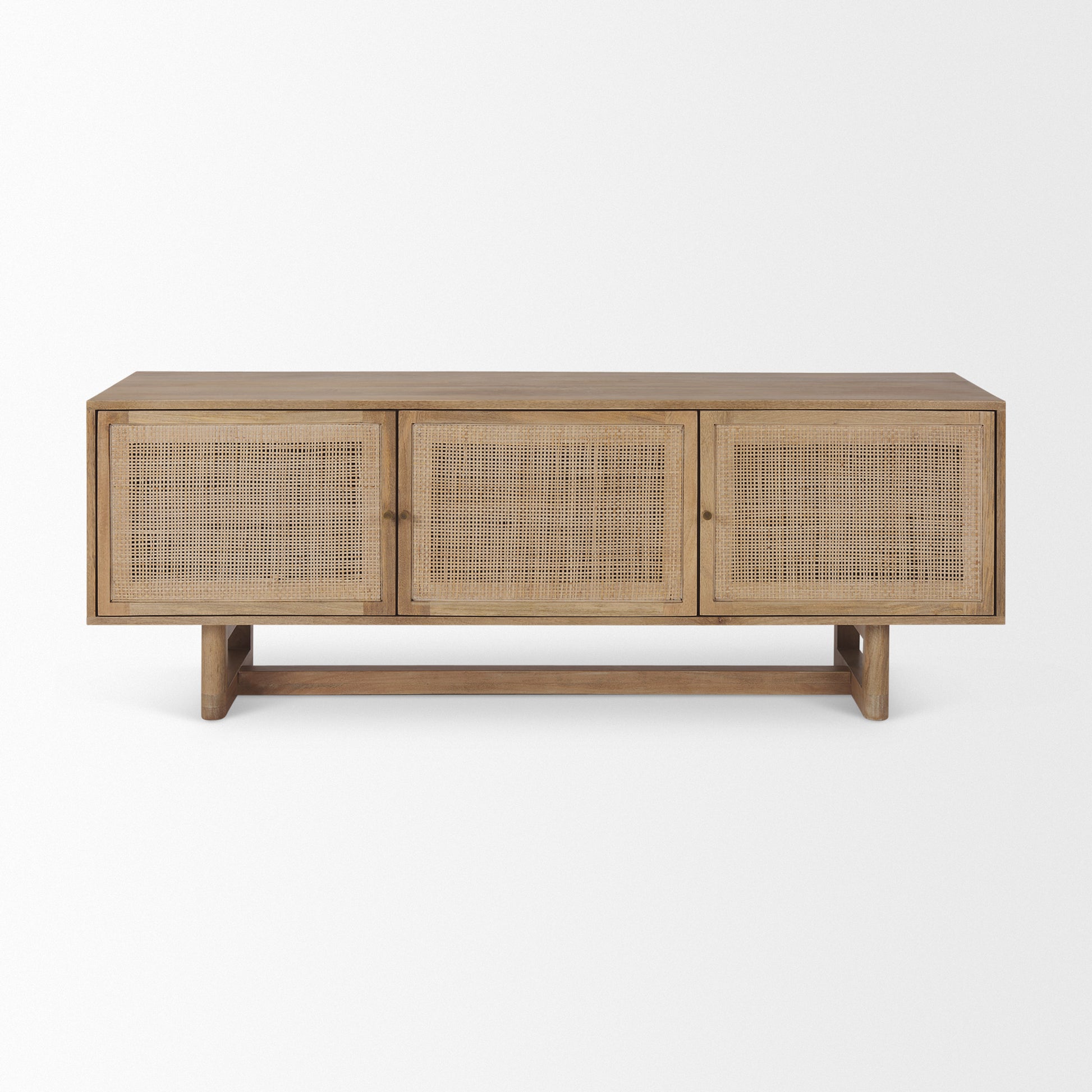 Grier 65" Light Brown Wood w/ Cane Media Console