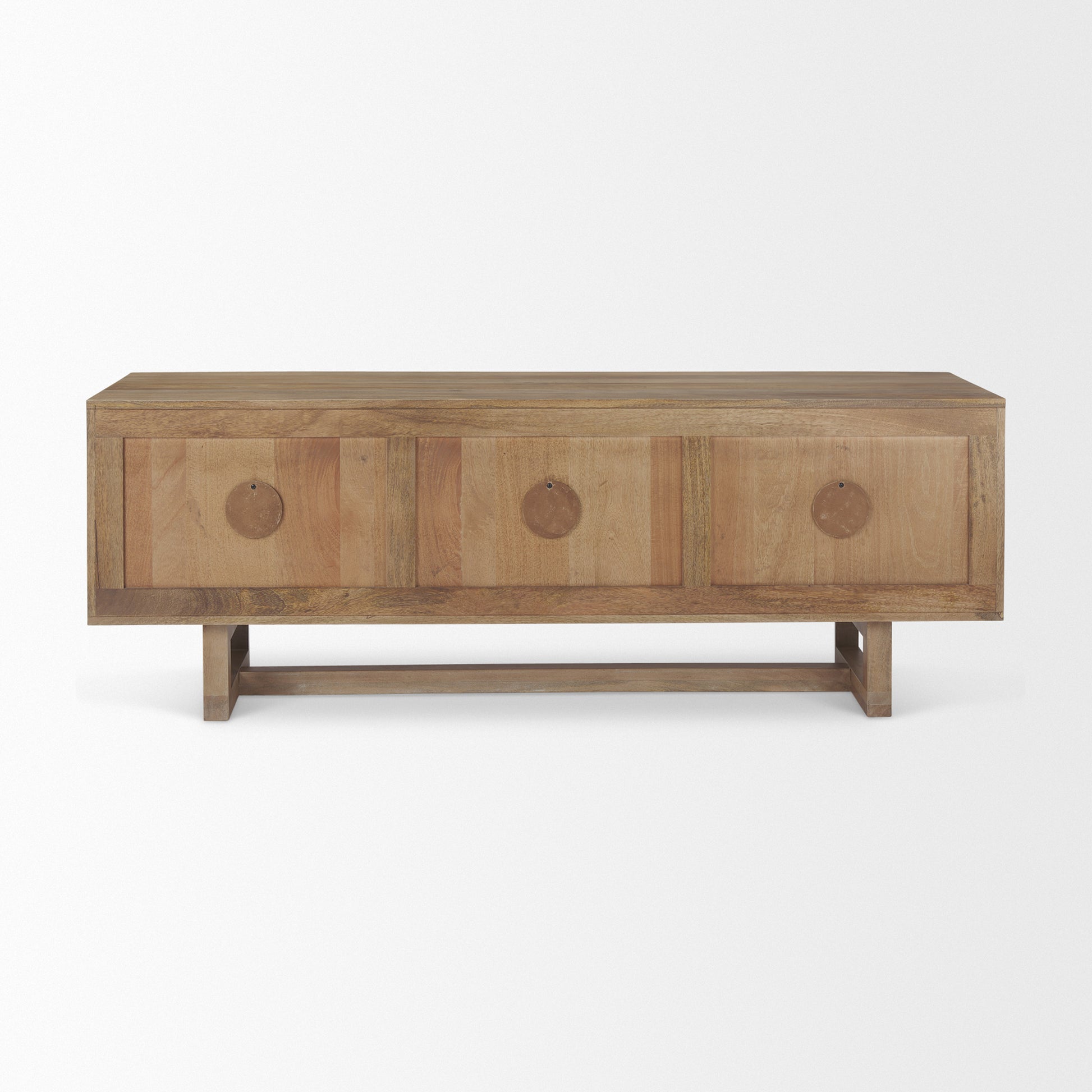 Grier 65" Light Brown Wood w/ Cane Media Console