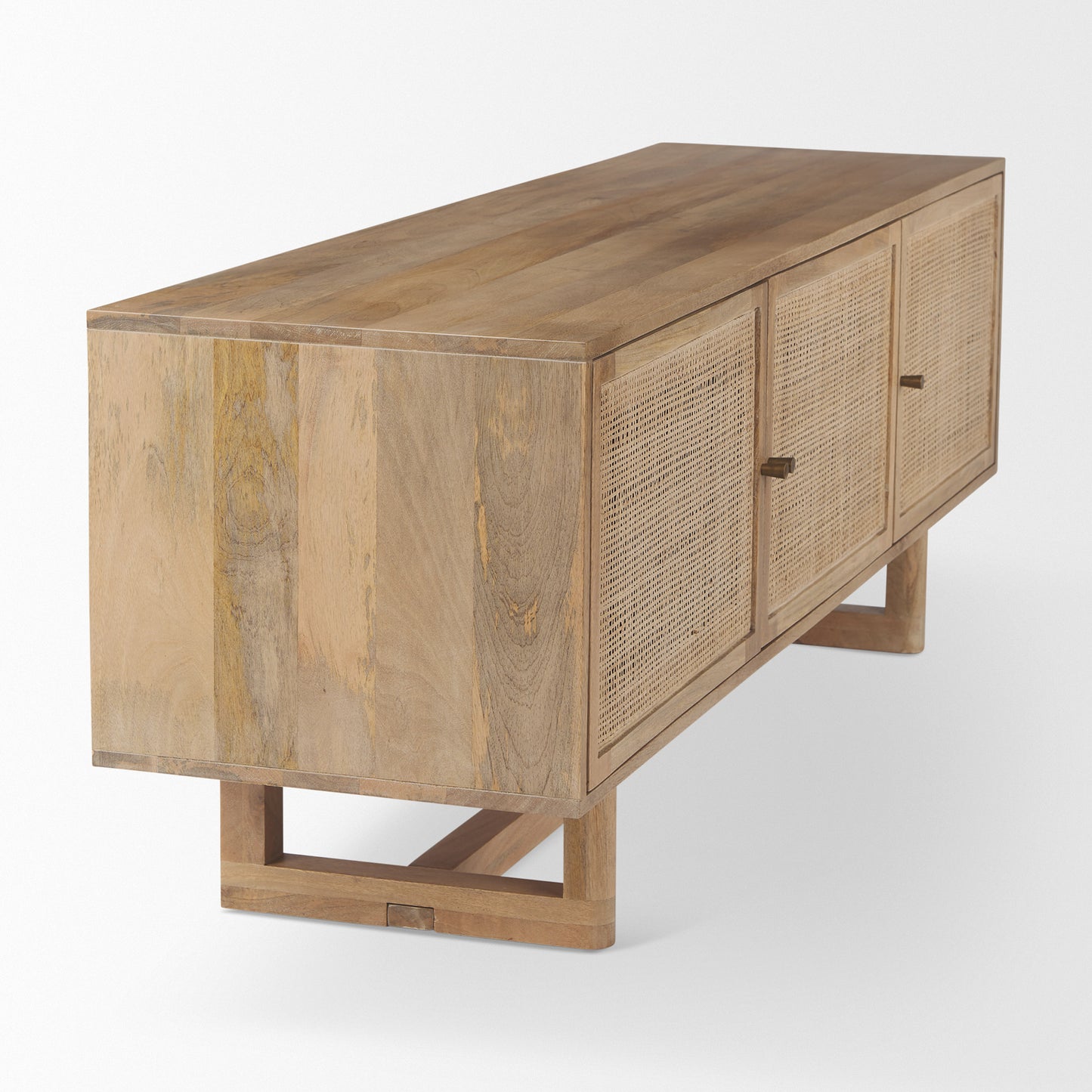 Grier 65" Light Brown Wood w/ Cane Media Console