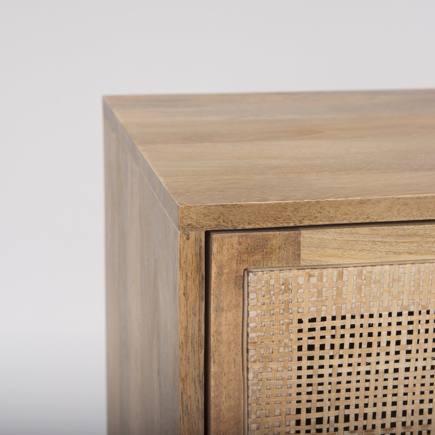 Grier 65" Light Brown Wood w/ Cane Media Console