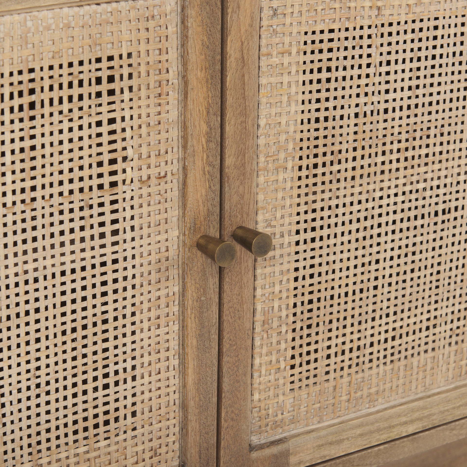 Grier 65" Light Brown Wood w/ Cane Media Console