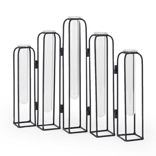 Mila 13.4L x 2.5W x 11.0H Metal and Glass Decorative Accent