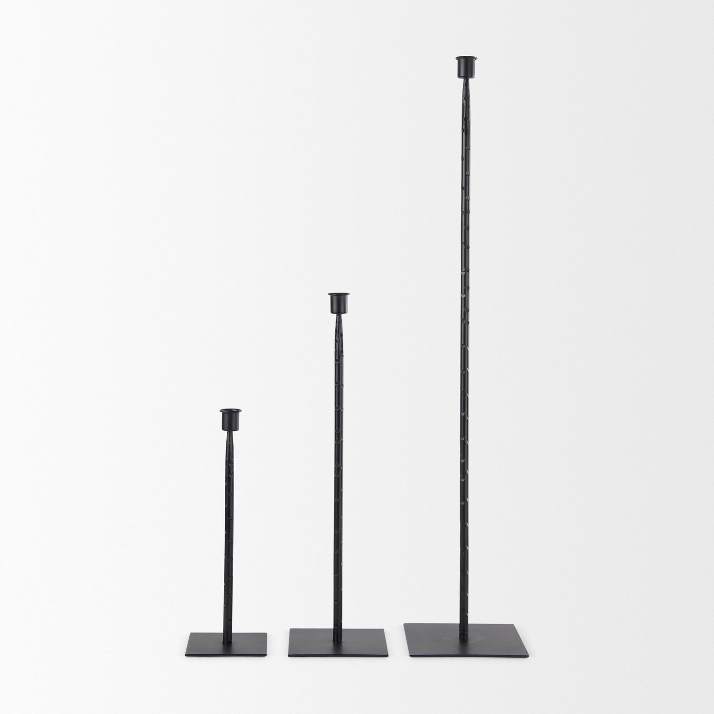 Porter 5.0L x 5.0W x 18.0H Medium Black Iron Candle Holder