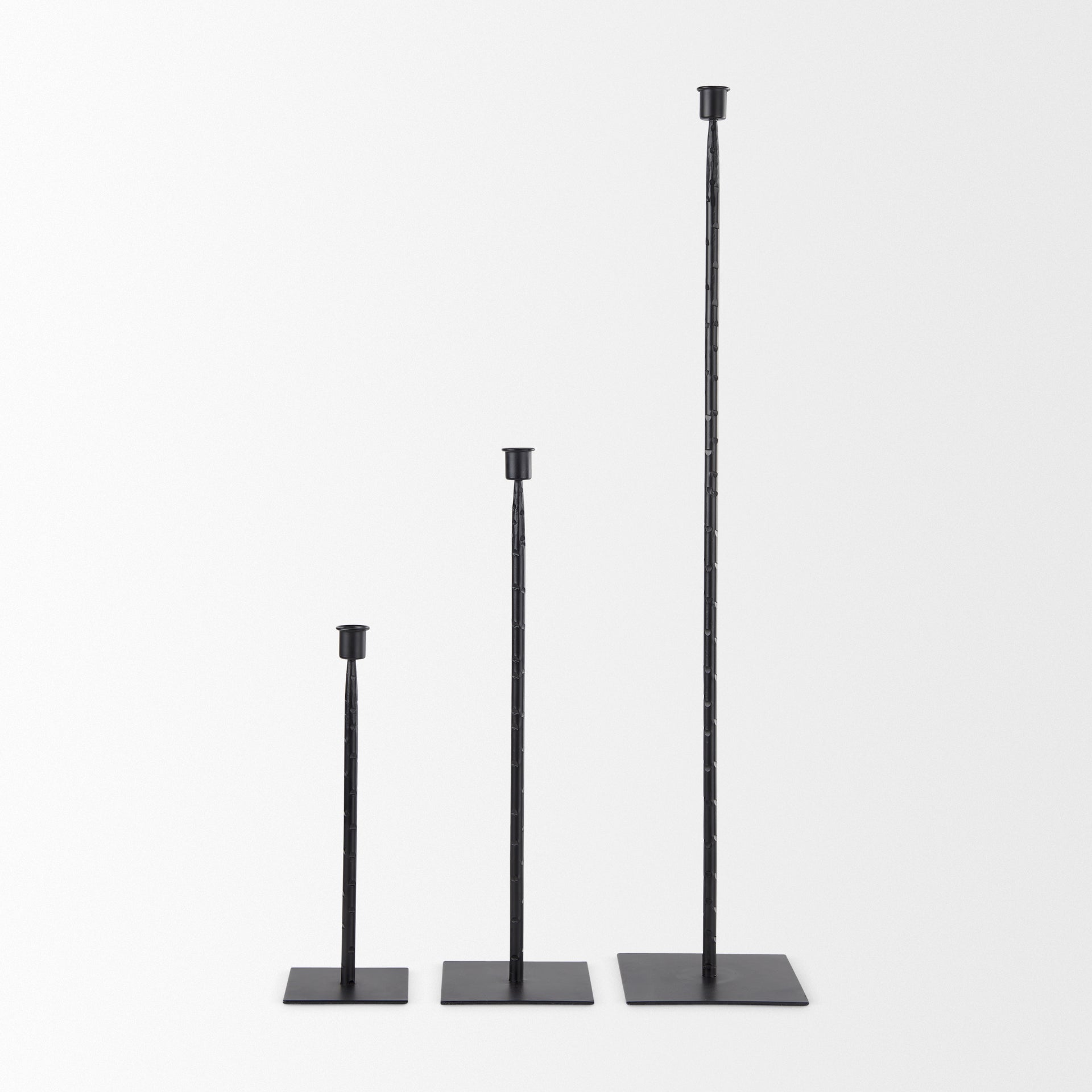 Porter 6.0L x 6.0W x 30.0H Large Black Iron Candle Holder