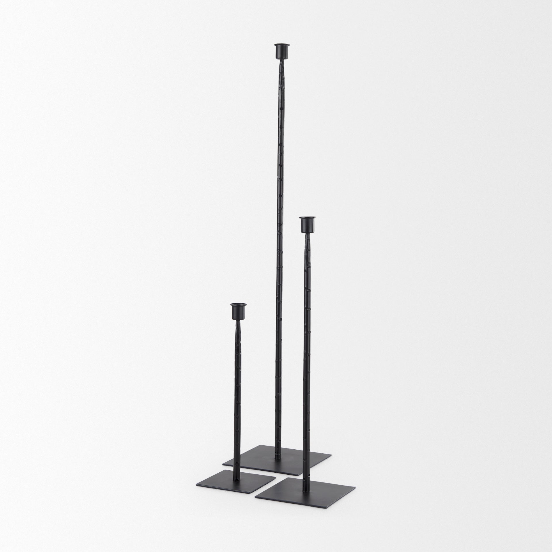 Porter 6.0L x 6.0W x 30.0H Large Black Iron Candle Holder