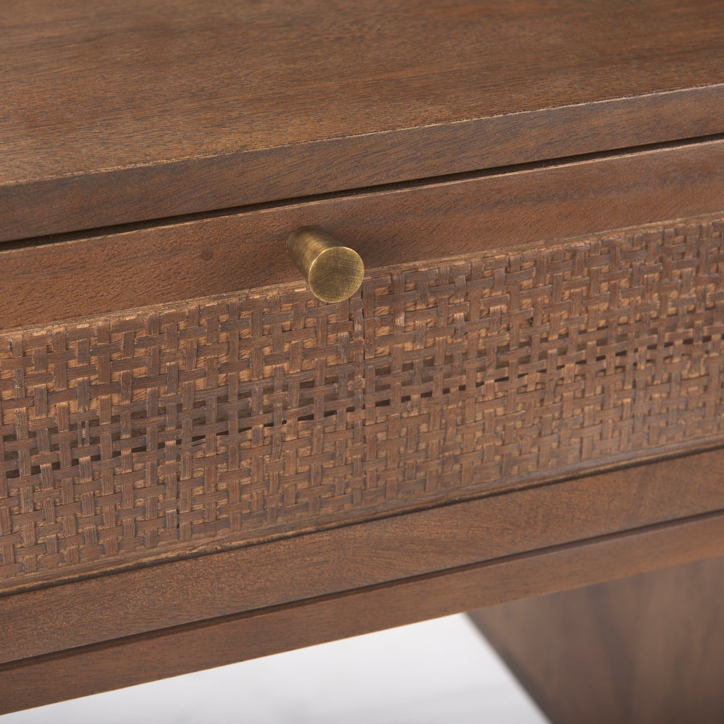 Grier 60" Medium Brown Solid Wood W/ Cane Office Desk