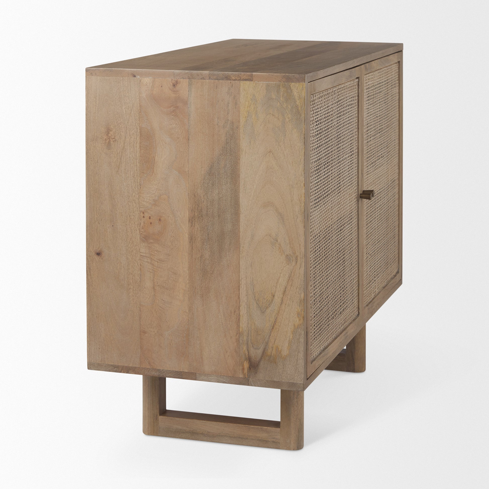 Grier 36" Light Brown Wood w/ Cane 2 Door Accent Cabinet