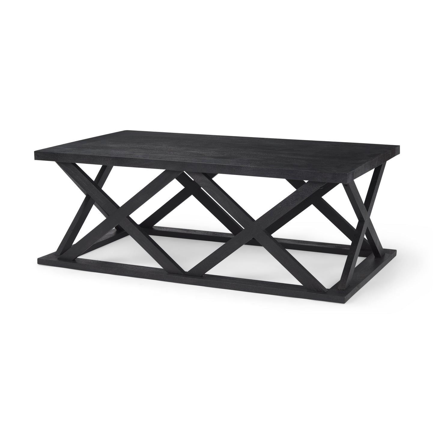 Forsey 48.0L x 28.0W x 17.5H Black Wood Rectangular Coffee Table