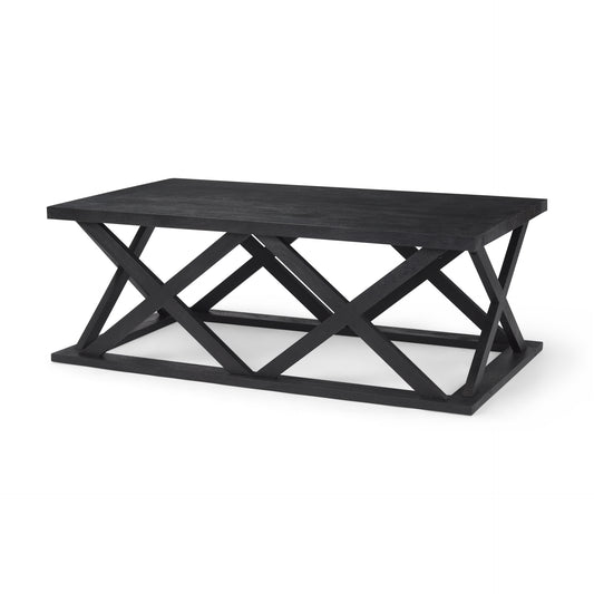 Forsey 48.0L x 28.0W x 17.5H Black Wood Rectangular Coffee Table