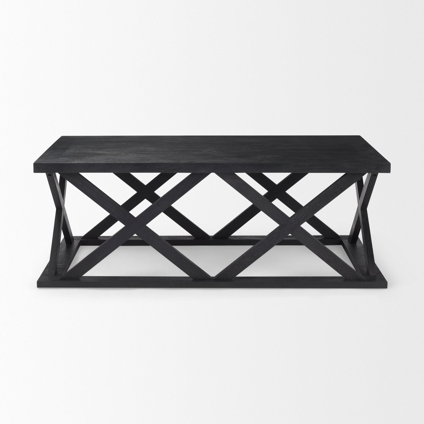 Forsey 48.0L x 28.0W x 17.5H Black Wood Rectangular Coffee Table