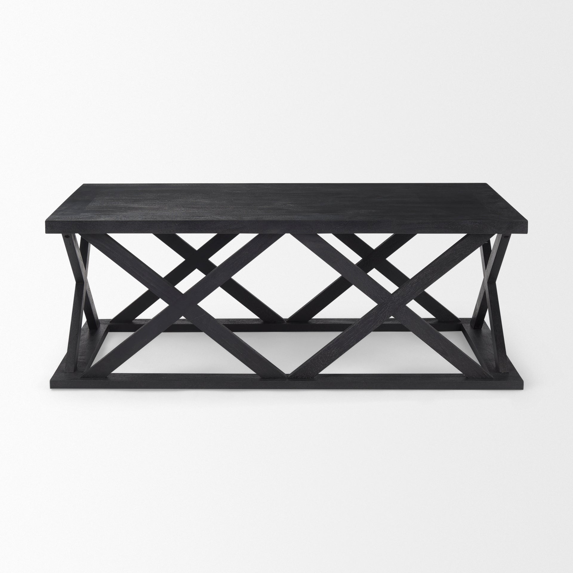 Forsey 48.0L x 28.0W x 17.5H Black Wood Rectangular Coffee Table