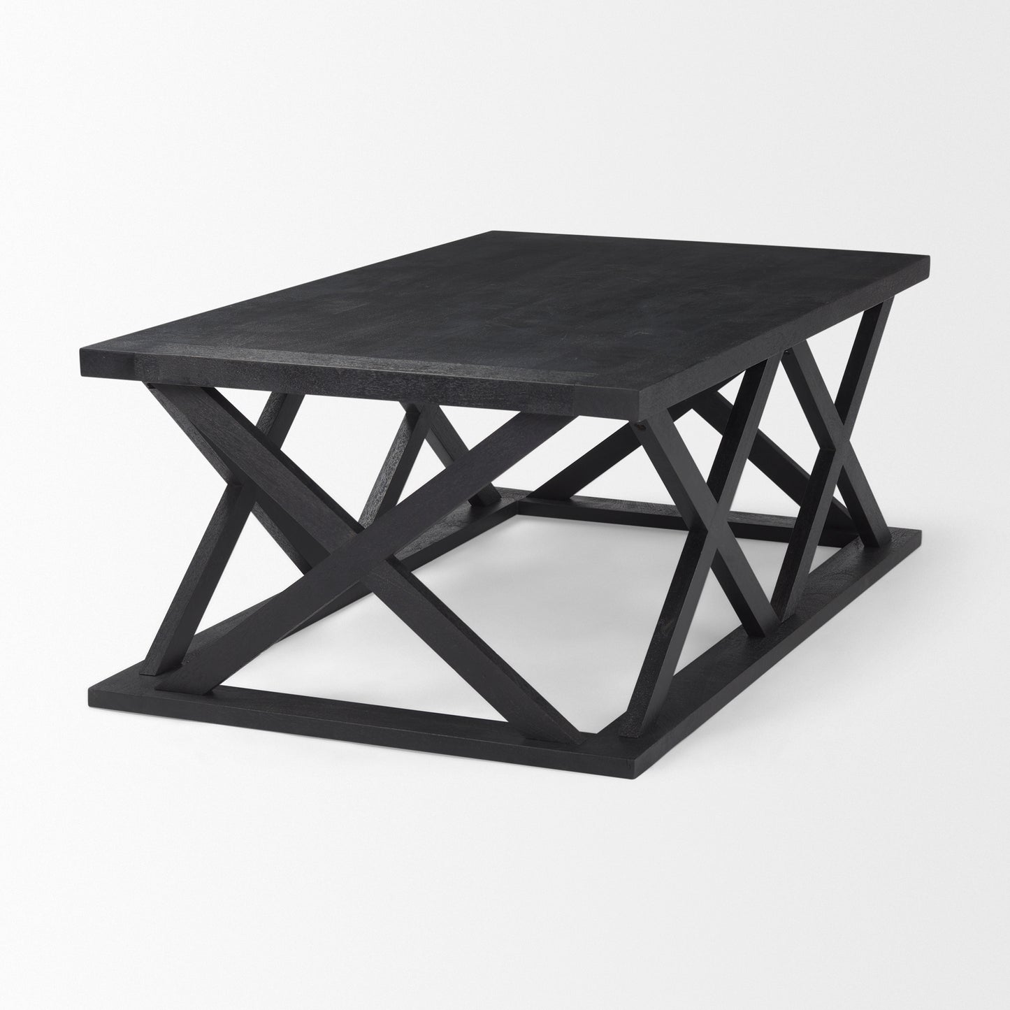 Forsey 48.0L x 28.0W x 17.5H Black Wood Rectangular Coffee Table