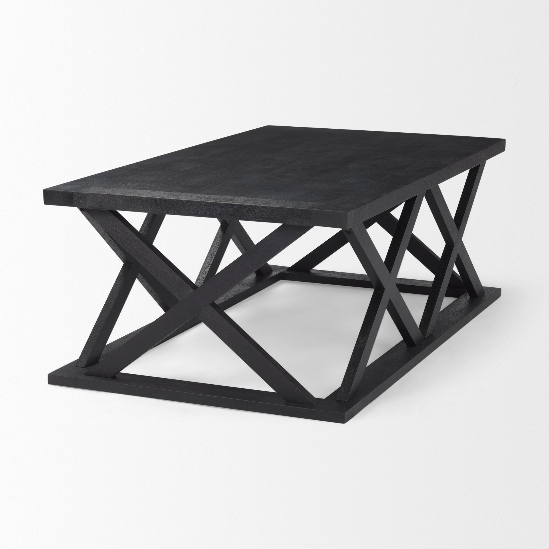 Forsey 48.0L x 28.0W x 17.5H Black Wood Rectangular Coffee Table