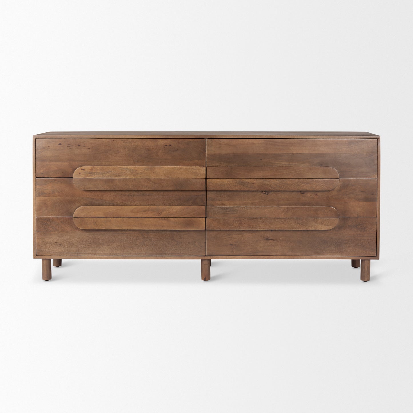 Astrid 71L x 17W x 30.3H Medium Brown Solid Wood 6 Drawer Sideboard