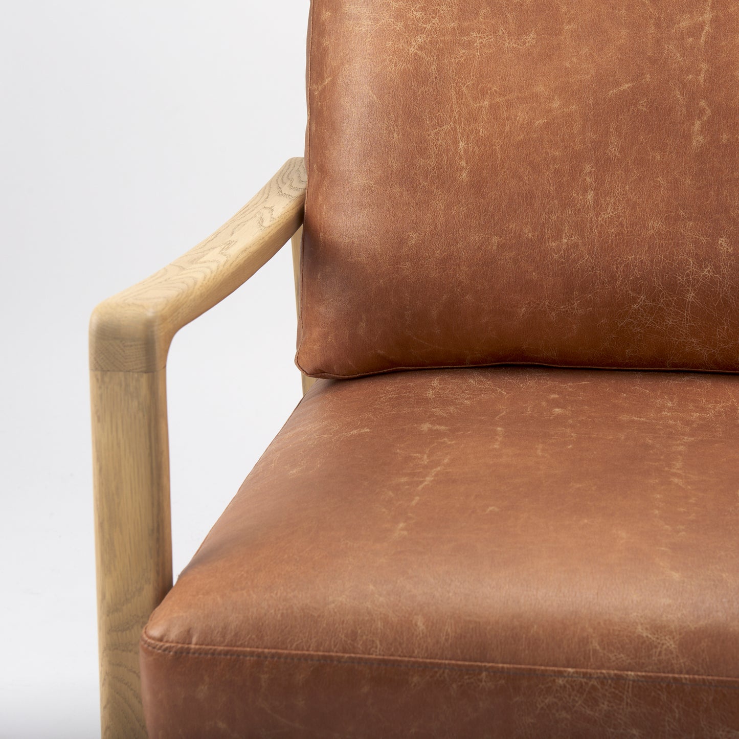 Raeleigh Accent Chair Light Cognac Leather | Brown Wood - accent-chairs