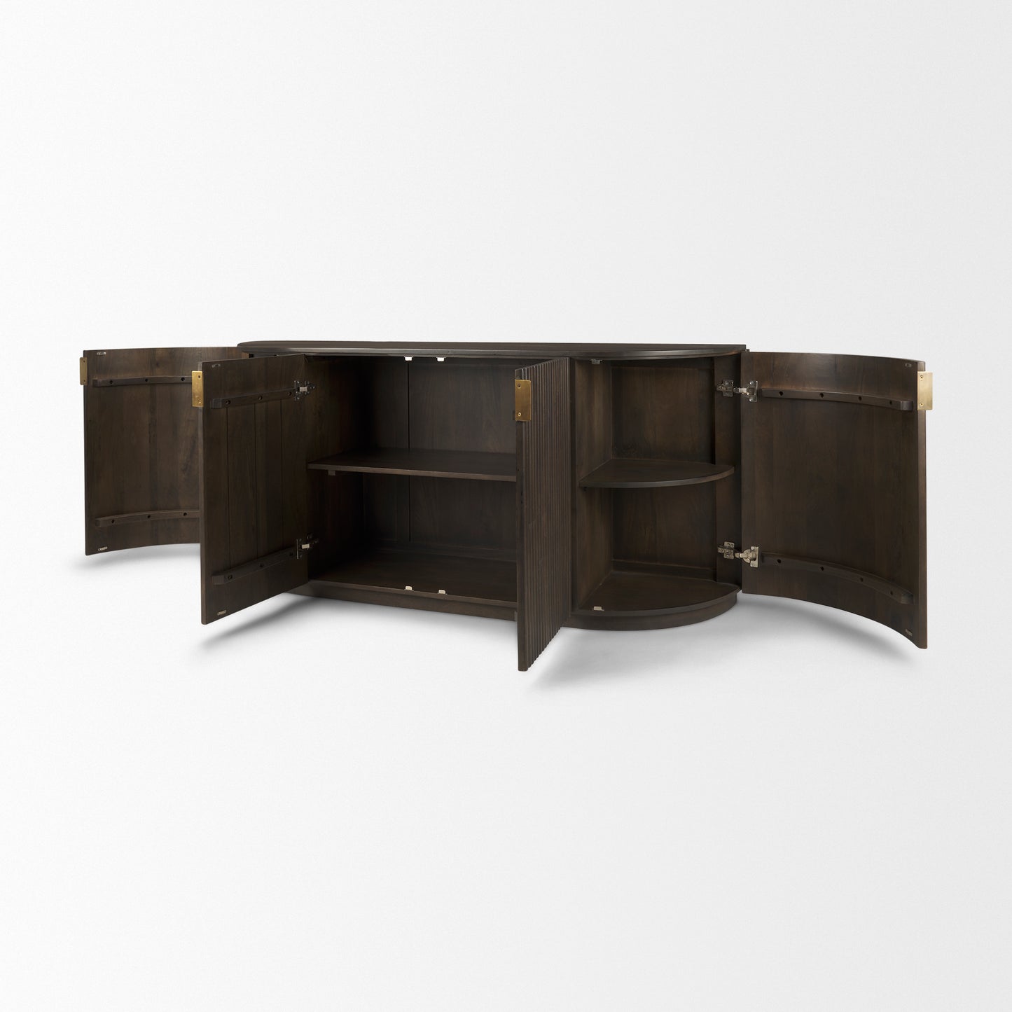 Terra 72L x 18W x 32H Dark Brown Wood Fluted Sideboard