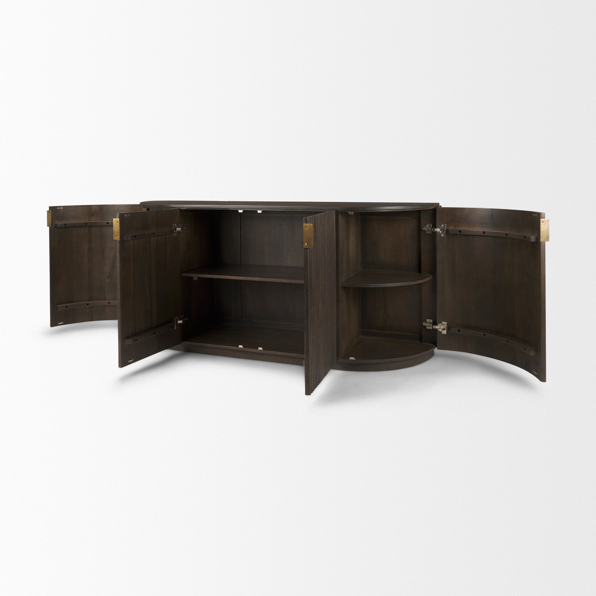 Terra 72L x 18W x 32H Dark Brown Wood Fluted Sideboard