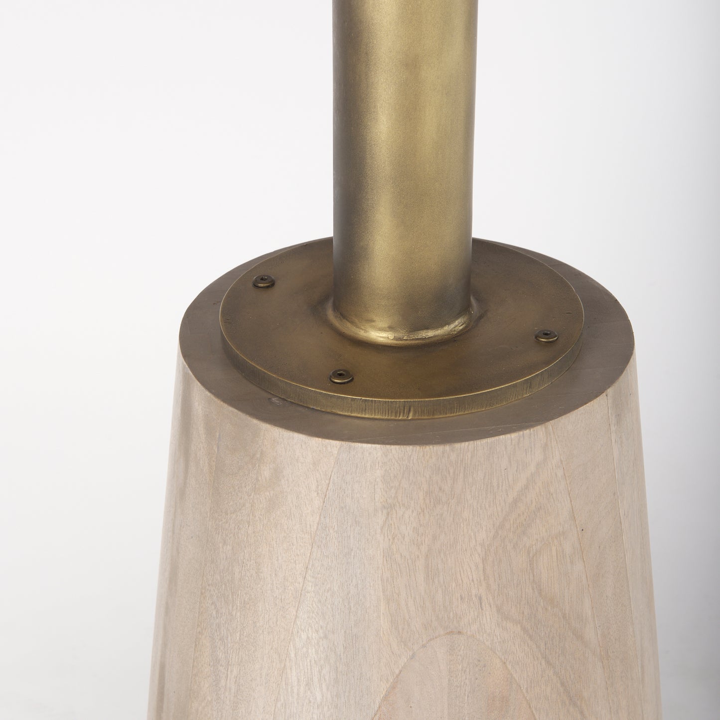 Maxwell 32" Round Light Wood Tabletop & Base w/ Gold Metal Accent Pedestal Bistro Table