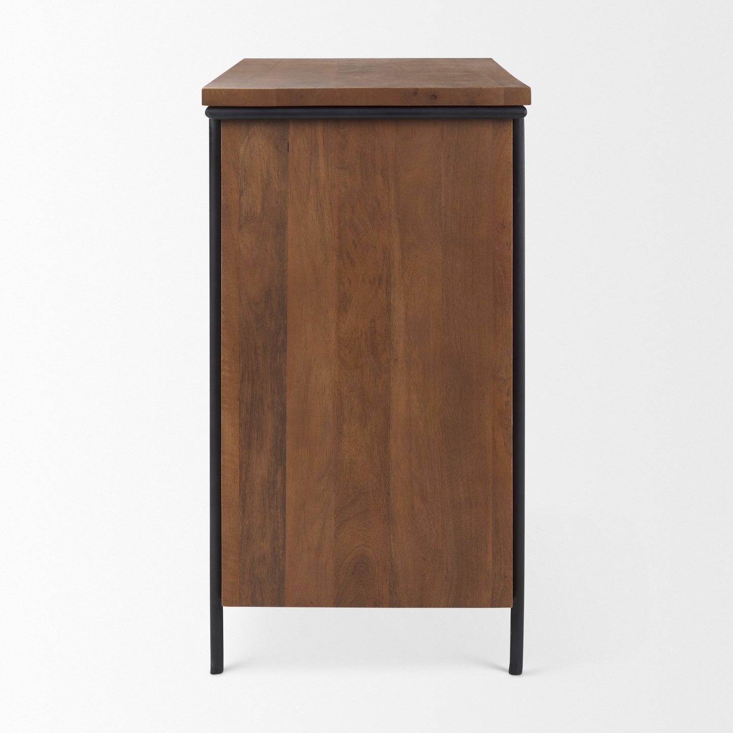 Maddox  40.0L x 18.5W x 32.75H Brown Solid Wood Black Metal 2 Door Accent Cabinet