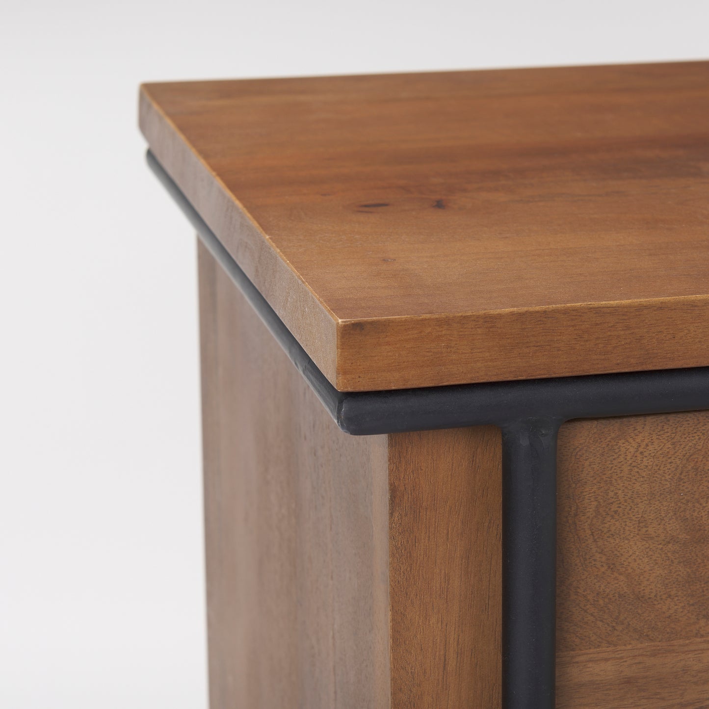 Maddox  40.0L x 18.5W x 32.75H Brown Solid Wood Black Metal 2 Door Accent Cabinet