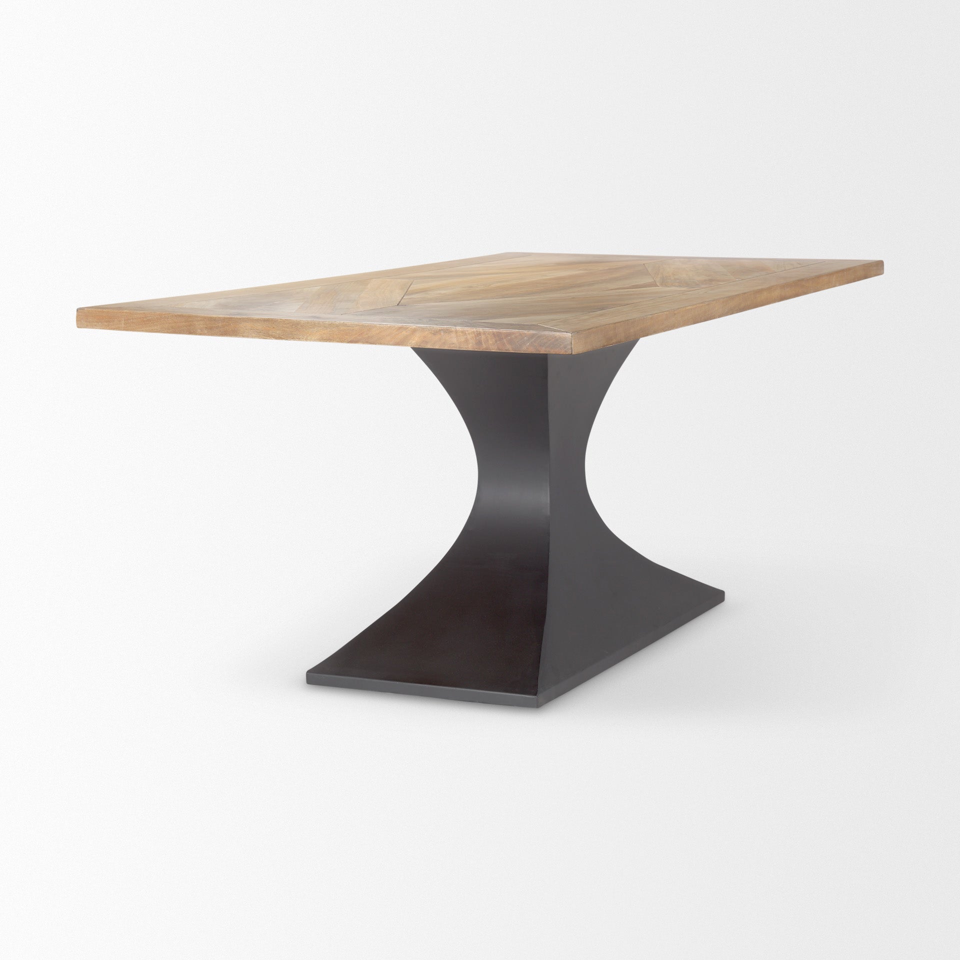 Maxton Light Brown Wood w/ Dark Gunmetal Iron Metal Dining Table