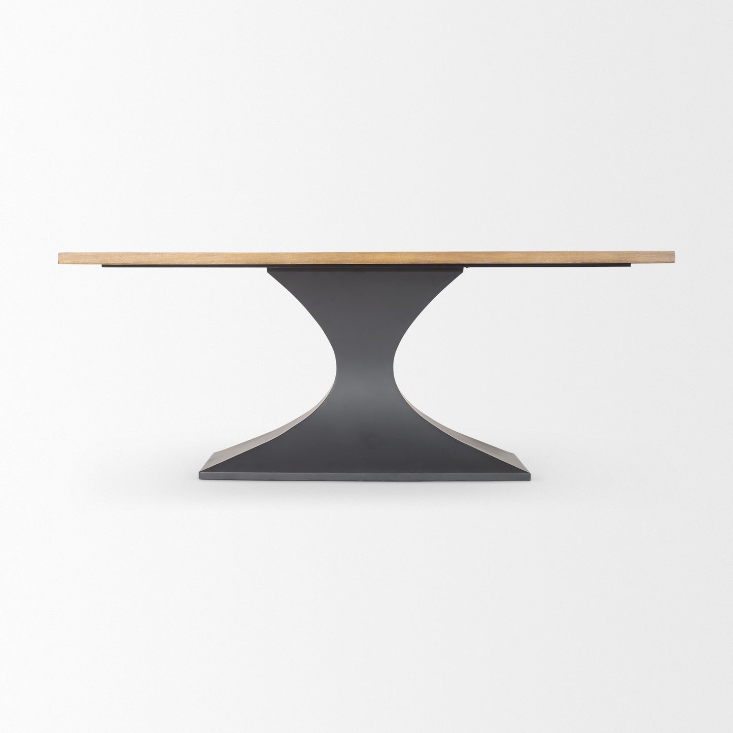 Maxton Light Brown Wood w/ Dark Gunmetal Iron Metal Dining Table