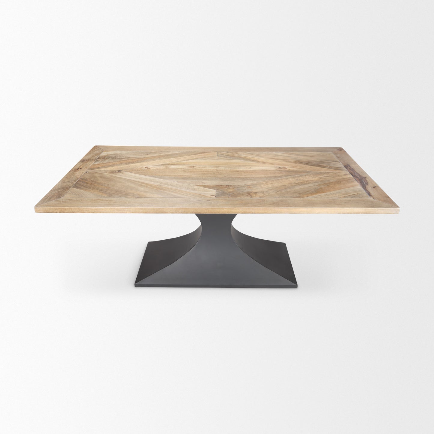 Maxton Light Brown Wood w/ Dark Gunmetal Iron Metal Dining Table