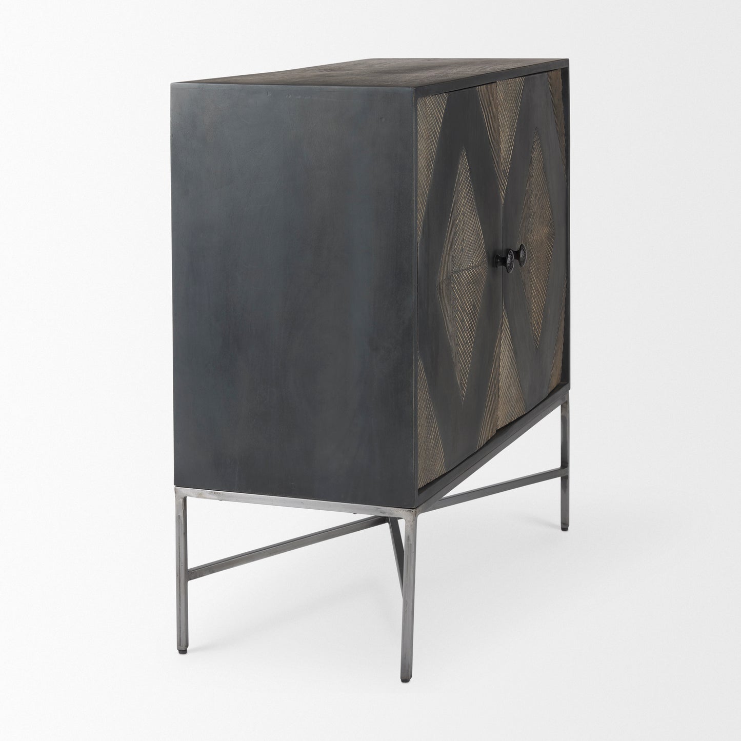 Hogarth Accent Cabinet Dark Brown & Black Wood | Silver Metal - acc-chest-cabinets