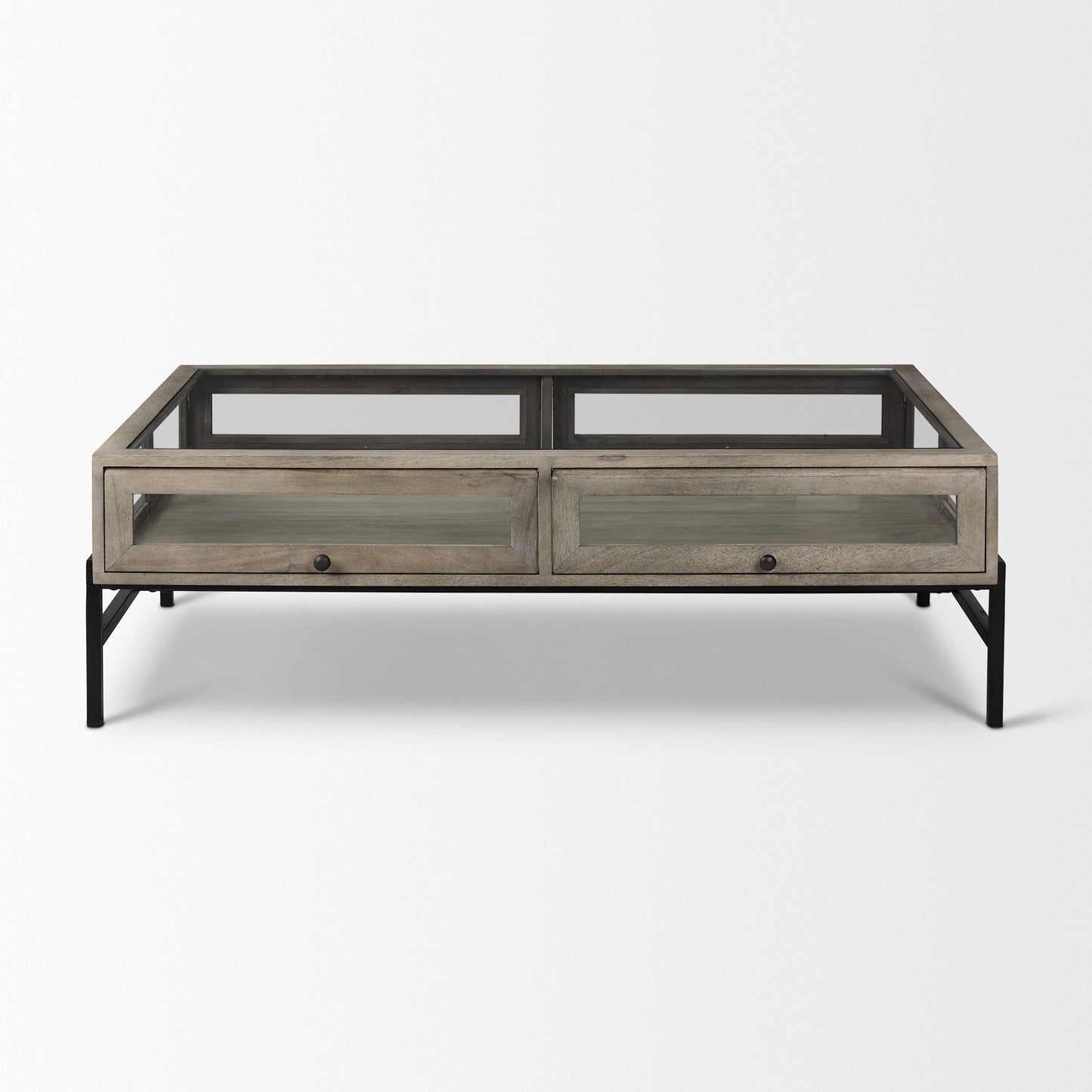 Arelius Coffee Table % 7C Rectangular Gray Wood | Black Metal | Rectangular - coffee-tables